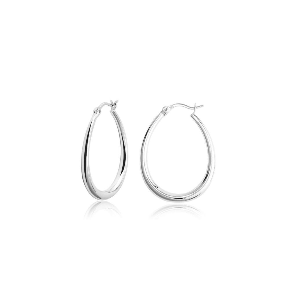 Hypoallergenic Silver Oval Hoop Earrings for Women